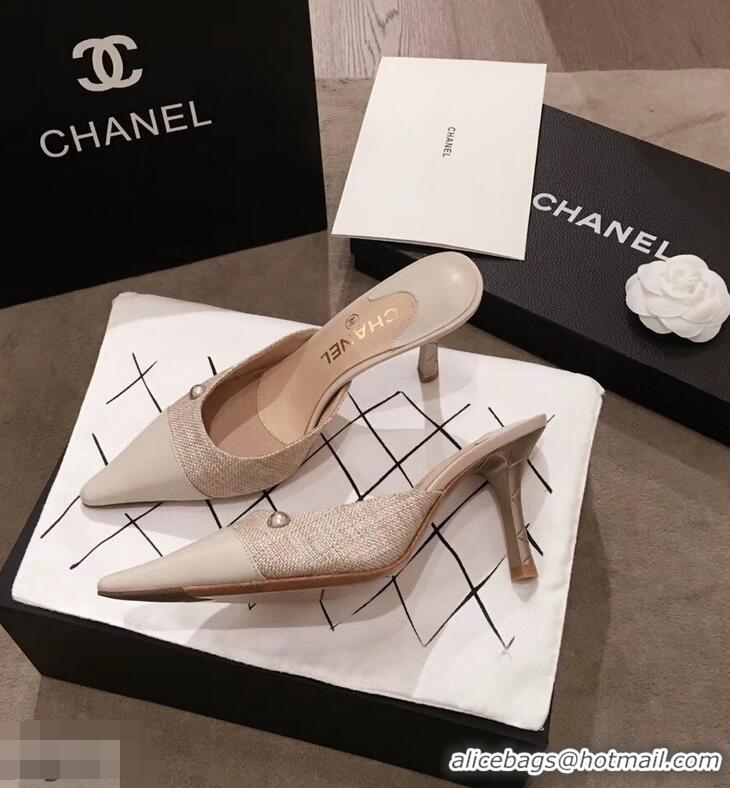 Luxury Imitation Chanel Quilted Heel Mules G95723 Creamy 2019