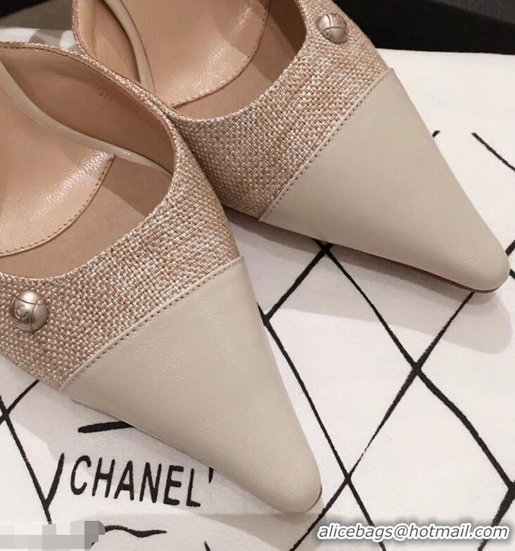 Luxury Imitation Chanel Quilted Heel Mules G95723 Creamy 2019