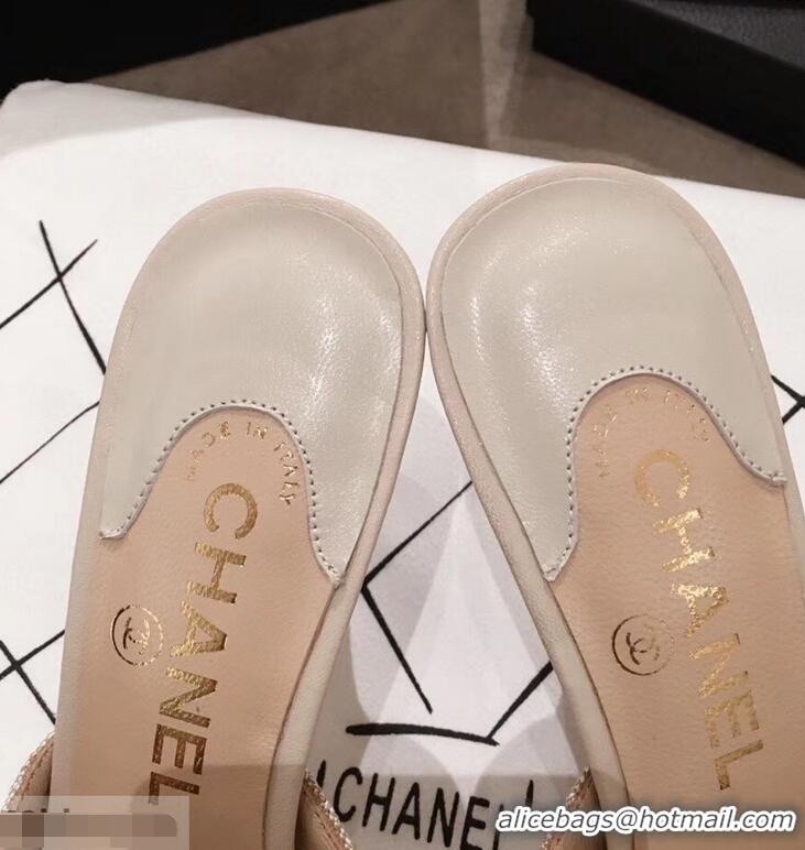 Luxury Imitation Chanel Quilted Heel Mules G95723 Creamy 2019