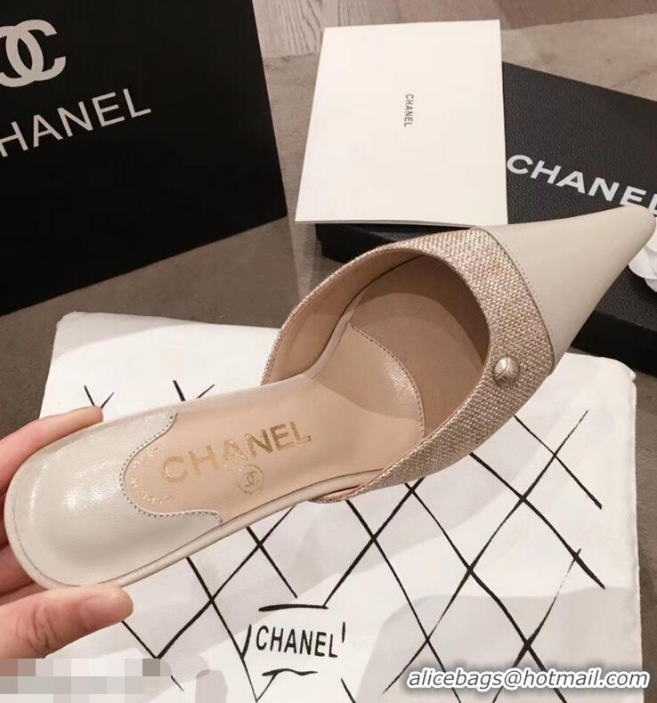 Luxury Imitation Chanel Quilted Heel Mules G95723 Creamy 2019