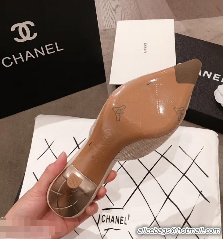 Luxury Imitation Chanel Quilted Heel Mules G95723 Creamy 2019