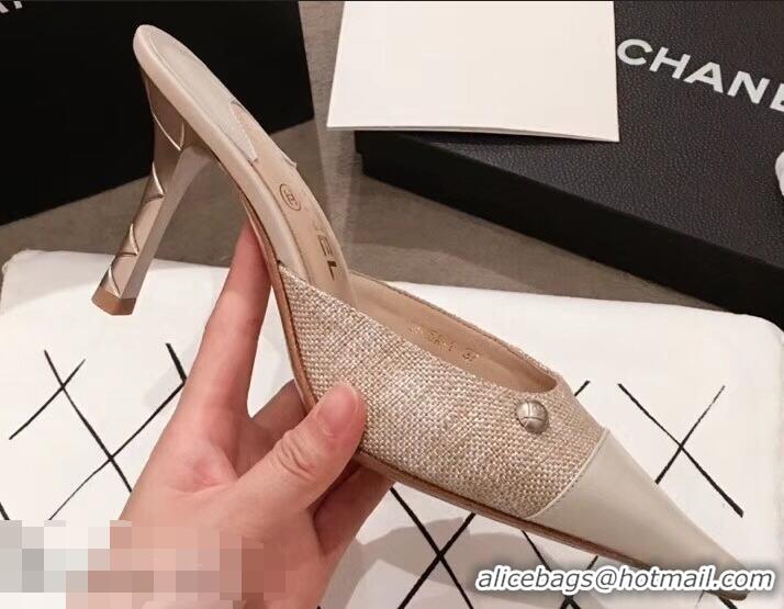 Luxury Imitation Chanel Quilted Heel Mules G95723 Creamy 2019