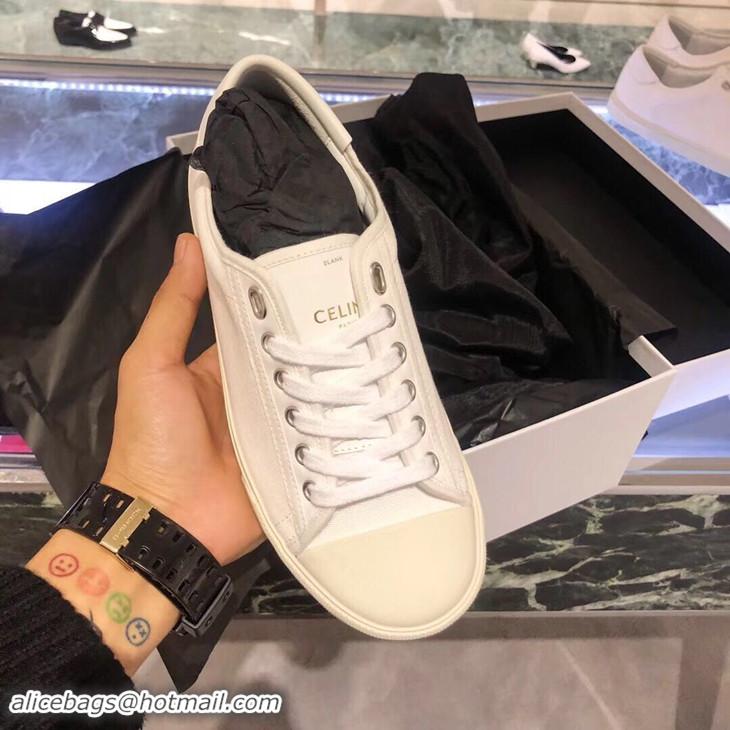 New Discount Celine Rubber Sole Lace-up Sneakers C72283 White