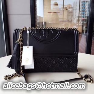 Shop Grade TORY BURCH Fleming Convertible Leather Shoulder Bag TB8910 Black