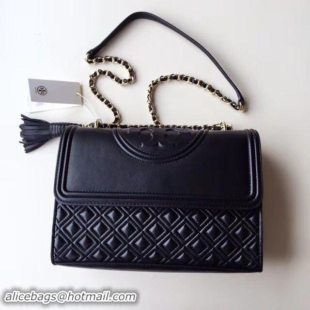 Shop Grade TORY BURCH Fleming Convertible Leather Shoulder Bag TB8910 Black