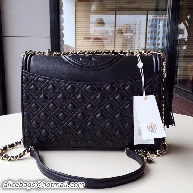 Shop Grade TORY BURCH Fleming Convertible Leather Shoulder Bag TB8910 Black