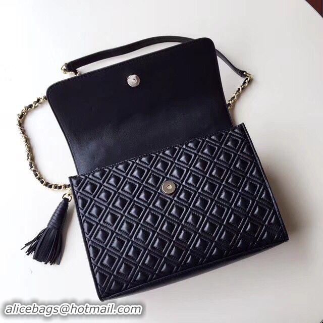 Shop Grade TORY BURCH Fleming Convertible Leather Shoulder Bag TB8910 Black