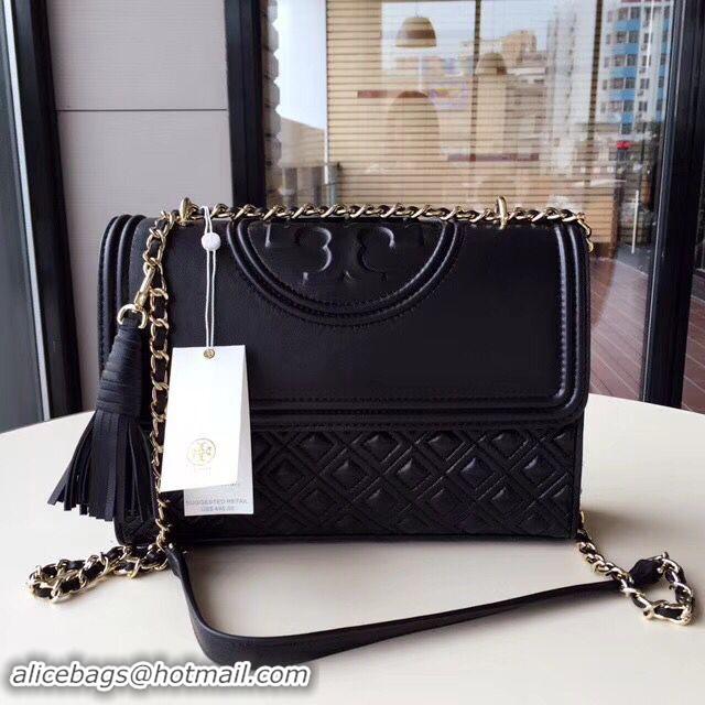 Shop Grade TORY BURCH Fleming Convertible Leather Shoulder Bag TB8910 Black