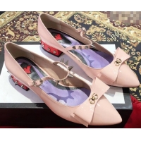 Discount Gucci Heel 2cm Patent Leather Silver-toned Spikes Ballet Pumps with Bow 558097 Nude Pink 2019