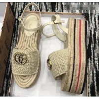 Low Price Gucci Crochet Espadrilles Sandals 932504 Nude With Pearls Double G 2019