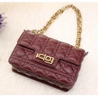 New Product Dior Dioraddict Crossbody Chain Bag in Cannage Lambskin 500414 Burgundy