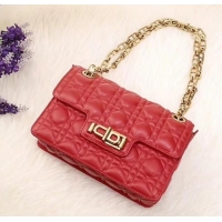 Charming Dior Dioraddict Crossbody Chain Bag in Cannage Lambskin 500414 Red