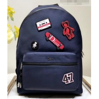 Good Quality Dior Rider Rucksack Backpack Bag In Nylon With Multiple Patches 500421 Navy Blue