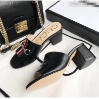 Famous Brand Gucci Horsebit and Sylvie Web Heel Slides G932622 Black 2019