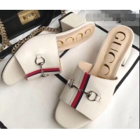 Popular Gucci Horsebit and Sylvie Web Heel Slides G932622 White 2019