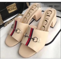 Hot Sale Gucci Horsebit and Sylvie Web Heel Slides G932622 Nude 2019