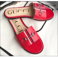 Cool Gucci Horsebit and Sylvie Web Flat Slides G932626 Red 2019