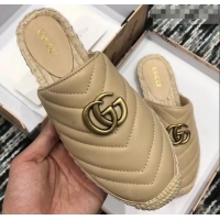 Custom Gucci Leather Espadrilles Slippers With Double G 551881 Nude 2019