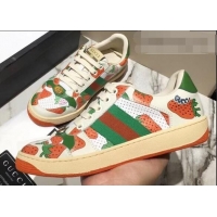 Cute Gucci Web Screener Strawberry Sneakers 570442 2019