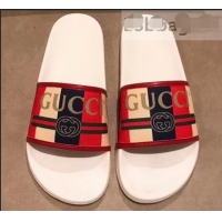 Low Price Gucci Sylvie Web Print Logo Slide Sandals 941201 2019