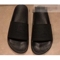 Best Price Gucci Logo Rubber Slide Sandals 941202 Black 2019