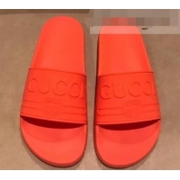 Super Quality Gucci Logo Rubber Slide Sandals 941203 Orange 2019