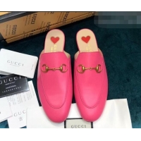 Unique Grade Gucci Princetown Leather Slipper 557730 Fuchsia