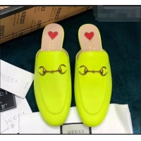 Buy Cheap Gucci Princetown Leather Slipper 557730 Lemon Yellow