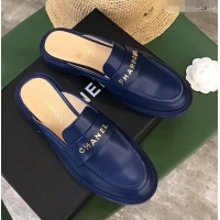 Stylish Chanel X Pharrell Capsule Collection Calfskin Slippers G89756 Blue 2019