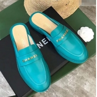 Particularly Chanel X Pharrell Capsule Collection Calfskin Slippers G89756 Turquoise 2019