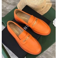 Top Design Chanel X Pharrell Capsule Collection Calfskin Loafers G89757 Orange 2019