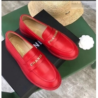 Hot Style Chanel X Pharrell Capsule Collection Calfskin Loafers G89757 Red 2019