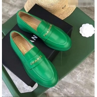 Faux Chanel X Pharrell Capsule Collection Calfskin Loafers G89757 Green 2019