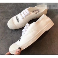 Duplicate Chanel Front Logo Canvas Sneakers G94301 White ​2019