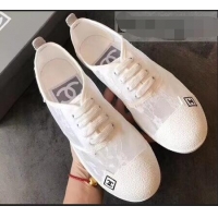 Sumptuous Chanel Vintage Logo Lace Canvas Sneakers 904305 White 2019