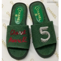 Buy Luxury Chanel x Pharrell Logo Mules Slippers Sandals 950501 Green 2019