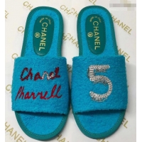 Buy Discount Chanel x Pharrell Logo Mules Slippers Sandals 950501 Turquoise 2019