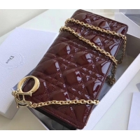 Good Quality Dior Dioraddict Chain Shoulder Bag in Patent Cannage Leather 500611Burgundy