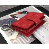 Discount Dior Lady Dior Card Holder in Lambskin 500617 Red