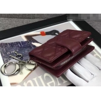 Best Grade Dior Lady Dior Card Holder in Lambskin 500617 Burgundy