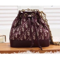 Sumptuous Dior Miss Dior Oblique Canvas Bucket Bag 500625 Burgundy