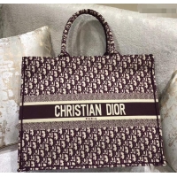 Pretty Style Dior Book Tote Bag In Embroidered Dior Oblique Canvas 500712 Burgundy