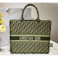 Good Quality Dior Book Tote Bag In Embroidered Dior Oblique Canvas 500712 Green