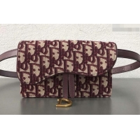 Best Price Dior Oblique Jacquard Canvas Saddle Belt Pouch Bag 500718 Burgundy