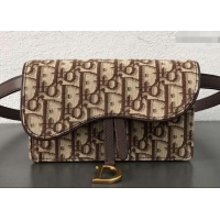 Crafted Dior Oblique Jacquard Canvas Saddle Belt Pouch Bag 500718 Brown