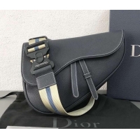 Good Taste Dior Grained Calfskin Saddle Shoulder Belt Bag 500720 Navy Blue