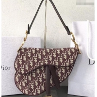 Good Looking Dior Saddle Bag In Oblique Jacquard Canvas 500722 Burgundy