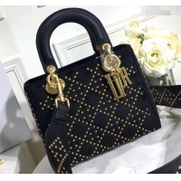 Pretty Style Lady Dior Suede Studded Mini Bag 500812 Black 2019