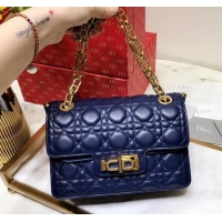 Sumptuous Miss Dior CD Logo Shoulder Bag in Cannage Lambskin 500814 Blue 2019