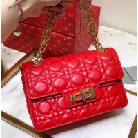 Unique Style Miss Dior CD Logo Shoulder Bag in Cannage Lambskin 500814 Red 2019